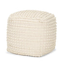 Sakaye Beige w Cream Stitched Patterned Pouf - Default Title