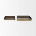 Varun Square Antiqued Brass Metal Tray Set of 2 - Default Title