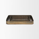Varun Square Antiqued Brass Metal Tray Set of 2 - Default Title