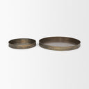Varun Round Antiqued Brass Metal Tray Set of 2 - Default Title