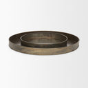 Varun Round Antiqued Brass Metal Tray Set of 2 - Default Title