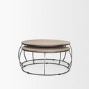 Clapp Round Light Brown W White Wash Wood and Silver Metal Nesting Coffee Tables Set of 2 - Default Title