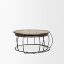 Clapp Round Light Brown W White Wash Wood and Silver Metal Nesting Coffee Tables Set of 2 - Default Title