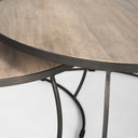 Clapp Round Light Brown W White Wash Wood and Silver Metal Nesting Coffee Tables Set of 2 - Default Title