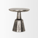 Bobbi Textured Polished Nickel Cast Aluminum Metal Accent Table - Default Title