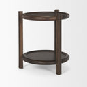 Romi Dark Brown Wood w Bottom Shelf Round Accent Table - Default Title