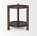 Romi Dark Brown Wood w Bottom Shelf Round Accent Table - Default Title