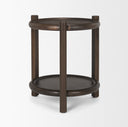 Romi Dark Brown Wood w Bottom Shelf Round Accent Table - Default Title