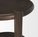 Romi Dark Brown Wood w Bottom Shelf Round Accent Table - Default Title