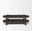 Romi Dark Brown Wood w Bottom Shelf Oval Coffee Table - Default Title