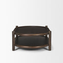 Romi Dark Brown Wood w Bottom Shelf Oval Coffee Table - Default Title