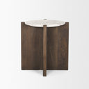 Bianca Dark Brown Wood w Marble Round Accent Table - Default Title