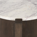 Bianca Dark Brown Wood w Marble Round Accent Table - Default Title