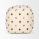 Saanvi Wool w Cream and Black Stitched Cross Patterned Pouf - Default Title