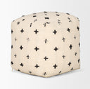 Saanvi Wool w Cream and Black Stitched Cross Patterned Pouf - Default Title