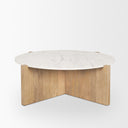Bianca Light Brown Wood w Round Marble Top Coffee Table - Default Title