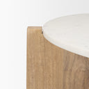 Bianca Light Brown Wood w Round Marble Top Coffee Table - Default Title