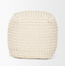 Sakaye Beige w Cream Stitched Patterned Pouf - Default Title
