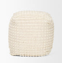 Sakaye Beige w Cream Stitched Patterned Pouf - Default Title