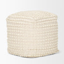 Sakaye Beige w Cream Stitched Patterned Pouf - Default Title