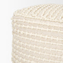 Sakaye Beige w Cream Stitched Patterned Pouf - Default Title