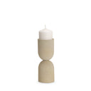 Qamra Short Beige Textured Metal Pillar Candle Holder - Default Title