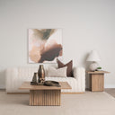 June Light Brown Wood w Fluting Square Side Table - Default Title
