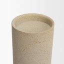 Qamra Short Beige Textured Metal Pillar Candle Holder - Default Title