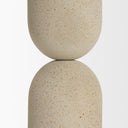 Qamra Short Beige Textured Metal Pillar Candle Holder - Default Title