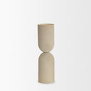 Qamra Tall Beige Textured Metal Pillar Candle Holder Candle Holder - Default Title