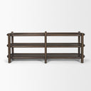 Romi Dark Brown Wood w 3 Shelves Oval Console Table - Default Title