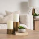 Gage Antiqued Gold Honeycomb Textured Metal Candle Holder Set of 2 - Default Title