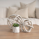Espanlade I Small 9L x 9W White Wooden Beaded Orb - Default Title