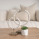 Pontchartrain II Large 11L x 6W White Beaded Broken Sphere Decorative Object W Gold Base - Default Title