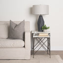 Lorlei 200L x 200W x 238H White Marble Top W Gray Iron Legs End and Side Table - Default Title