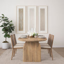 Clara Light Brown Wood W Cream Fabric Seat and Cane Back Armless Dining Chair - Default Title