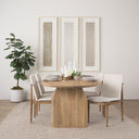 Cavett Cream Boucle Upholstered Seat WLight Brown Wood Frame Dining Chair - Default Title