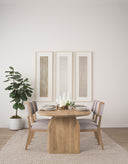 Tenton I Grey Fabric Wrap Brown Wooden Base Dining Chair - Default Title