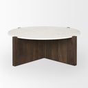 Bianca Dark Brown Wood w Marble Round Top Coffee Table - Default Title