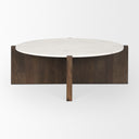Bianca Dark Brown Wood w Marble Round Top Coffee Table - Default Title