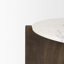 Bianca Dark Brown Wood w Marble Round Top Coffee Table - Default Title