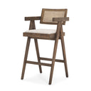 Indie Medium Brown Wood w Cane Bar Stool - Default Title