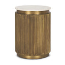 Satima White Marble w Gold Metal Round Fluted Accent Table - Default Title