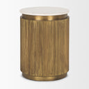 Satima White Marble w Gold Metal Round Fluted Accent Table - Default Title