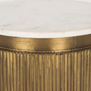 Satima White Marble w Gold Metal Round Fluted Accent Table - Default Title