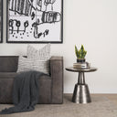 Bobbi Textured Polished Nickel Cast Aluminum Metal Accent Table - Default Title