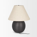 Sadiyah Black Brushed Metal w Beige Shade Table Lamp - Default Title