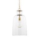 Sadah Tall Clear Blown Glass w Gold Metal Pendant Light - Default Title