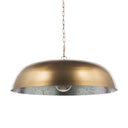 Sanne Antiqued Gold Metal w Silver Foil Wide Pendant Light - Default Title