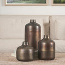 Daya Short Antiqued Gold Metal Vase - Default Title